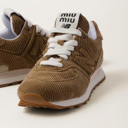 New Balance x Miu Miu 574 striped velvet sneakers