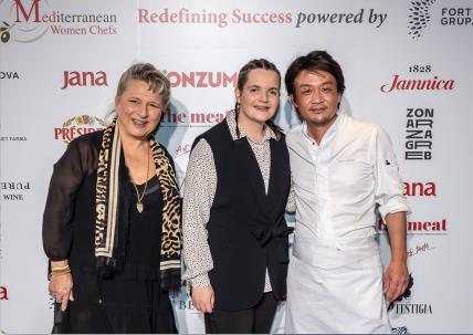 Viktorija Bašić, chef Ippei Uemura i Marina Wallner, vlasnica privatne ugostiteljske škole Oliva Allegra, Mediterranean Women Chefs