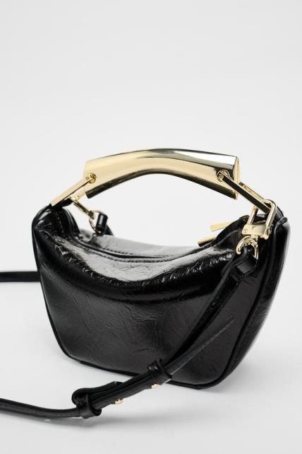 Zara crna metalik torbica
