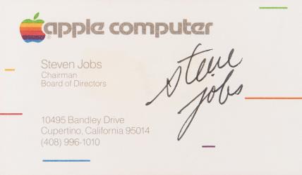 Posjetnica Apple Computera s potpisom Stevea Jobsa