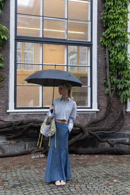 Street style Kopenhagen traper suknja