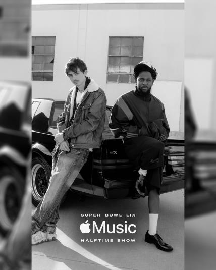 Timothée Chalamet i Kendrick Lamar Apple x SuperBowl